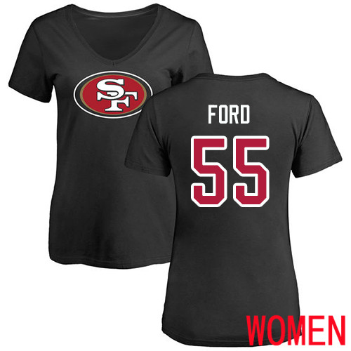 San Francisco 49ers Black Women Dee Ford Name and Number Logo #55 NFL T Shirt